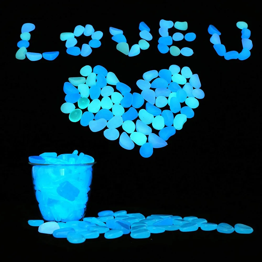 500 Piece Glow In The Dark Garden Pebbles: Luminous Stones for Yard and Walkways Decor - DIY Fairy Garden Rocks