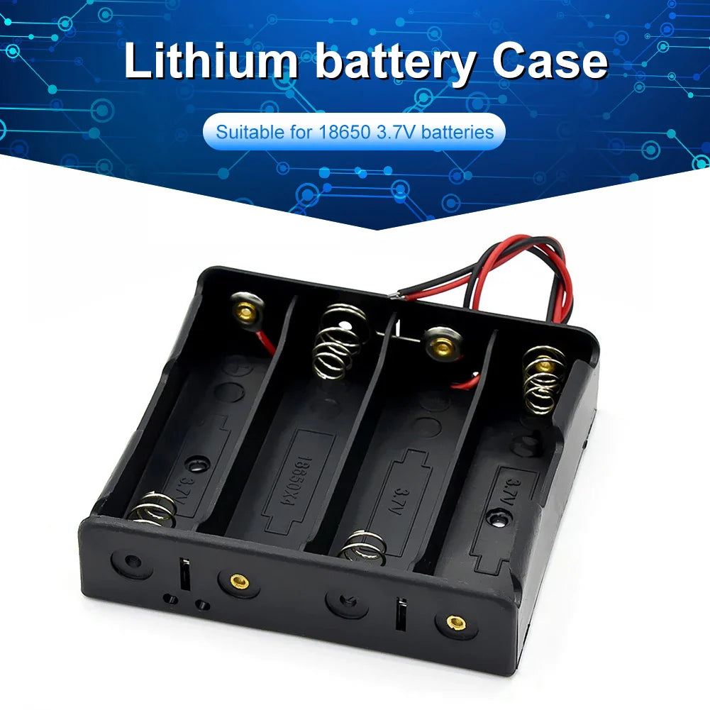 10-in-1 Plastic 18650 Battery Holder — 1/2/3/4 Slot Storage Box with Wire Lead for 3.7V 18650 Batteries
