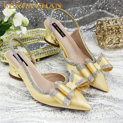 Elegant African High Heel Sandals - Chain Decor Wedding Pumps for Women’s Party & Formal Wear