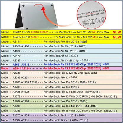 2024 Ultra Thin Hard Shell Laptop Case for MacBook Air 13 & MacBook Pro 14 – M3, M2, M1 Chip, A2941 Cover