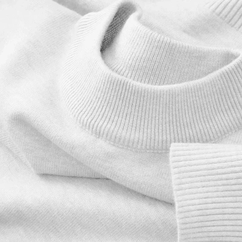 Men's Autumn Mock Turtleneck Sweater - Lightweight Warm Long Sleeve Knitted Casual Streetwear Pullover Top