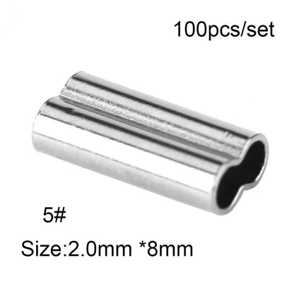 100PCS Fishing Crimping Sleeves - Single & Double Barrel Tackle Line Connectors