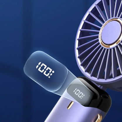 Digital Display USB Handheld Mini Fan – Portable Foldable Silent Fan for Office, Students, Desktop with Multi-Speed Adjustment