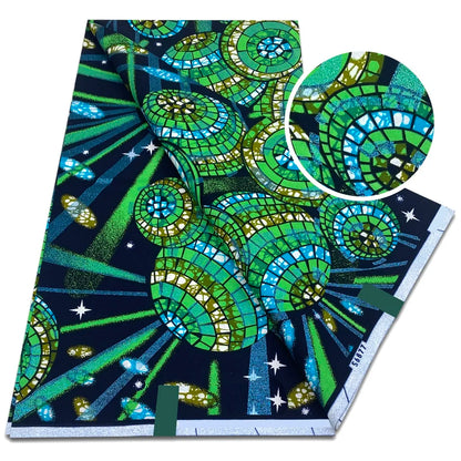 New African Grand Super Batik Fabric - Soft Real Print Glitter Gold Ankara Wax Fabric for Dresses & Sewing