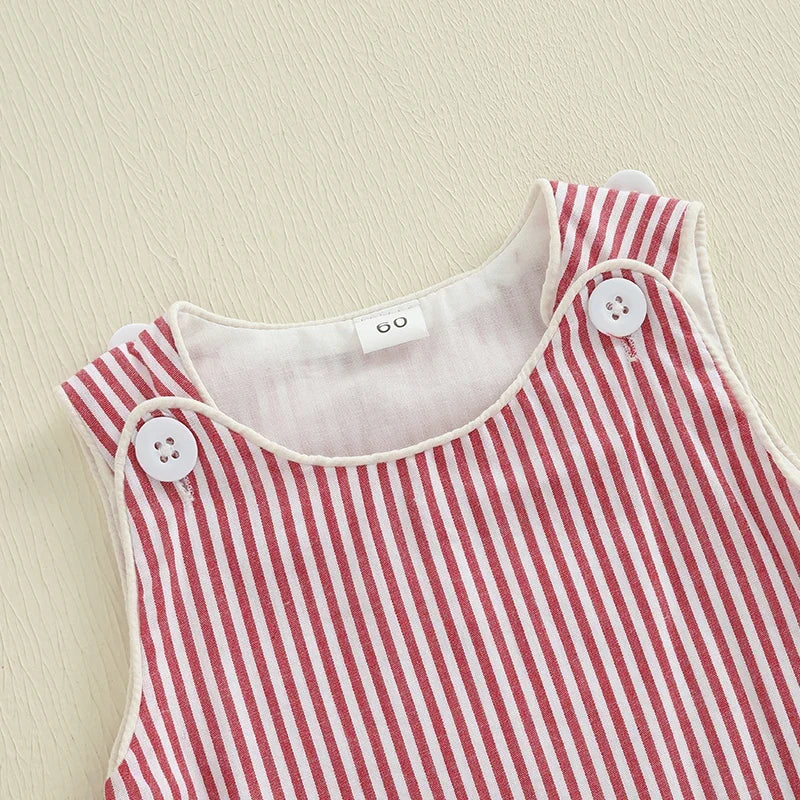 Infant Striped Sleeveless Romper - Baby Snap Closure Summer Jumpsuit