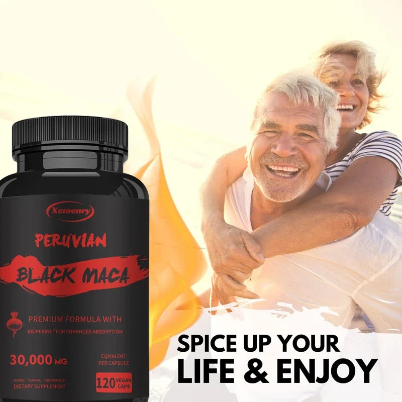 Maximum Strength Black Maca Root 30,000mg Capsules – Peruvian Maca Extract Supplement for Energy, Vitality & Wellness Support