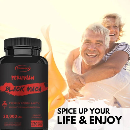 Maximum Strength Black Maca Root 30,000mg Capsules – Peruvian Maca Extract Supplement for Energy, Vitality & Wellness Support