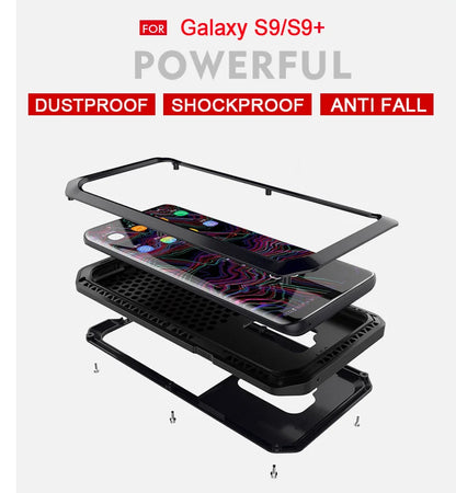 Heavy Duty Armor Protection Case for Samsung Galaxy S24, S23, S22, S21 FE, S20, S10, S9, S8, Note 10 Plus, 20 Ultra - 360 Metal Tank Cover
