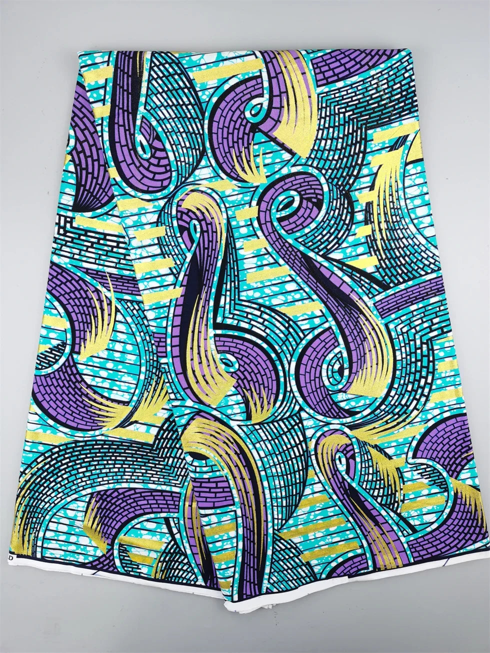 Grand African Wax Glitter Glam Fabric - 100% Cotton Ankara Batik Gold Print Pagne for Party Dresses & Sewing