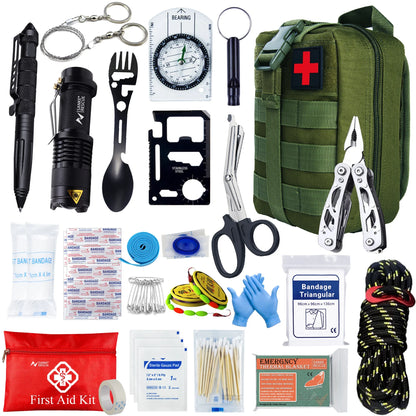 Survival First Aid Kit - MOLLE Outdoor Emergency Trauma Bag for Camping Hiking IFAK EDC Adventure Gear