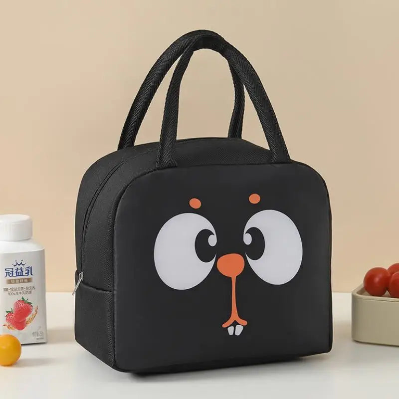 Cartoon Insulated Lunch Bag – Oxford Cloth Bento Box Carrier, Handheld Fresh-Keeping Ice Bag for Camping and Meals