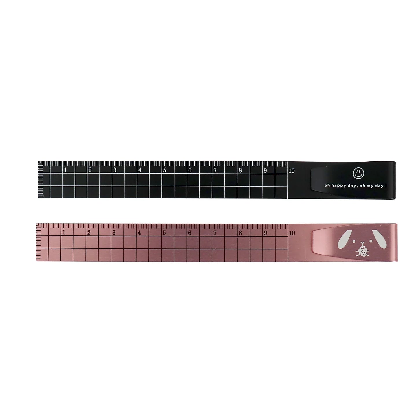 2PCS Metal Bookmark Ruler - 10cm Aluminum Double-Sided Metric Measuring Scale Tool