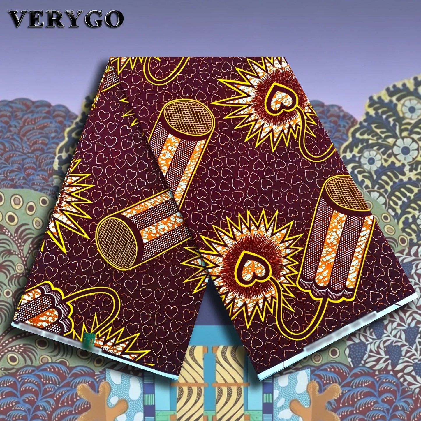 Hollandais African Wax Fabric - 6 Yards 100% Cotton Ankara Fabric for Nigerian Wedding & Bridal Dresses
