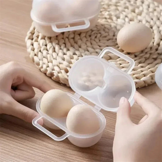 Portable 2-Cell Egg Storage Box – Shockproof Plastic Egg Tray Holder for Refrigerator & Outdoor Travel Egg Protection Container