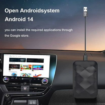 Acodo 2025 Android 14 3-in-1 CarPlay AI Box Wireless Adapter for Android Auto, YouTube & Netflix – Universal Plug and Play TV Box