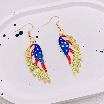USA Flag Hat Wing Charms Earrings - Patriotic 4th of July Rainbow Flag Dangle Jewelry for Women & Girls