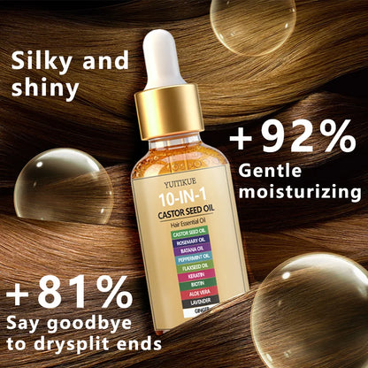 YUITIKUE 10-in-1 Castor Seed Hair Oil - Natural Batana, Rosemary & Biotin Blend for Nourished Hair and Healthy Scalp
