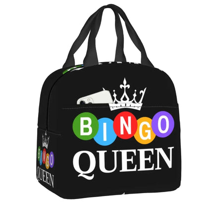 Bingo Queen Insulated Lunch Bag - Waterproof Thermal Cooler Tote for Work, Office & Picnics