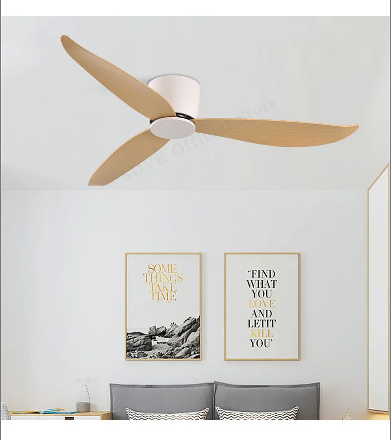 SOVE White Ultra-Thin 17cm DC Ceiling Fan — Low Floor Remote Control, Simple Design, No Light, 220V