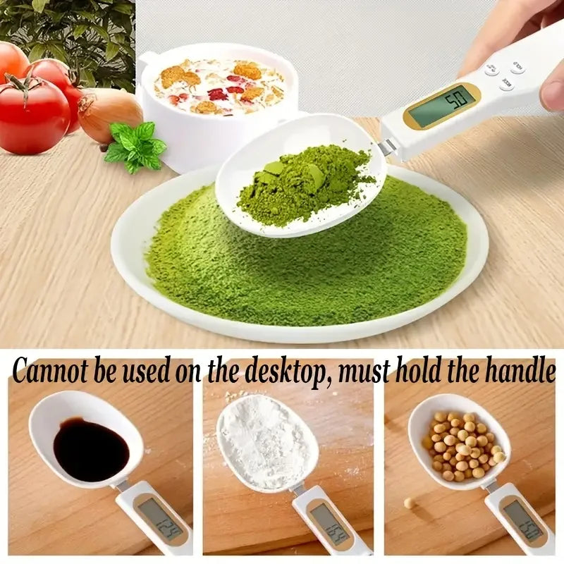 Mini Spoon Scale | Digital Kitchen Scale with LCD for Measuring Food | 0.1-500g Weight Measure for Flour, Milk, Coffee Powder