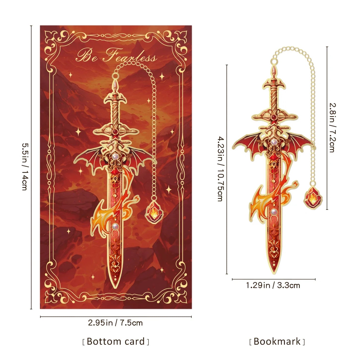 Fantasy Sword Bookmarks - 4-Piece Metal Book Markers for Books, Journals and Planners