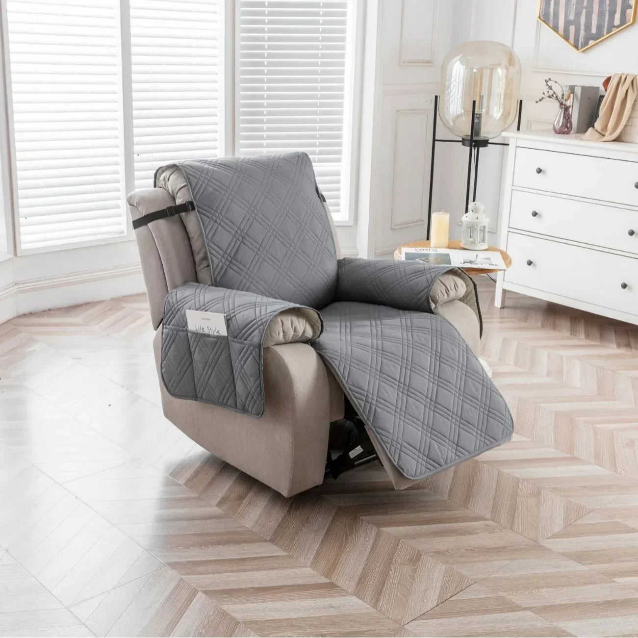 100% Waterproof Recliner Chair Cover – Non-Slip Recliner Slipcover with Pocket for Bedroom, Office & Living Room