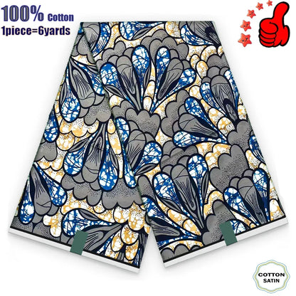 African Real Wax Print Fabric - 100% Cotton Ghana Nigeria Style Ankara Batik Sewing Material