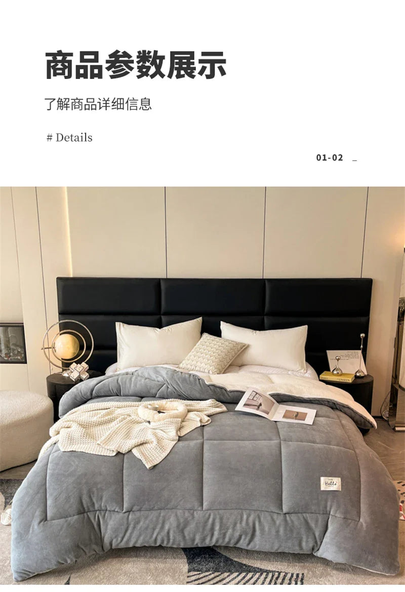Thick Milk Fleece Winter Blanket – Warm Artificial Lamb Cashmere Weighted Comforter for Bed