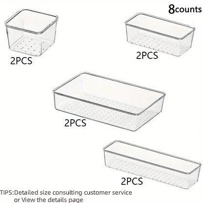 28PCS Clear Drawer Organizer Set - Multi-Size Storage Trays for Bathroom Vanity Kitchen & Bedroom