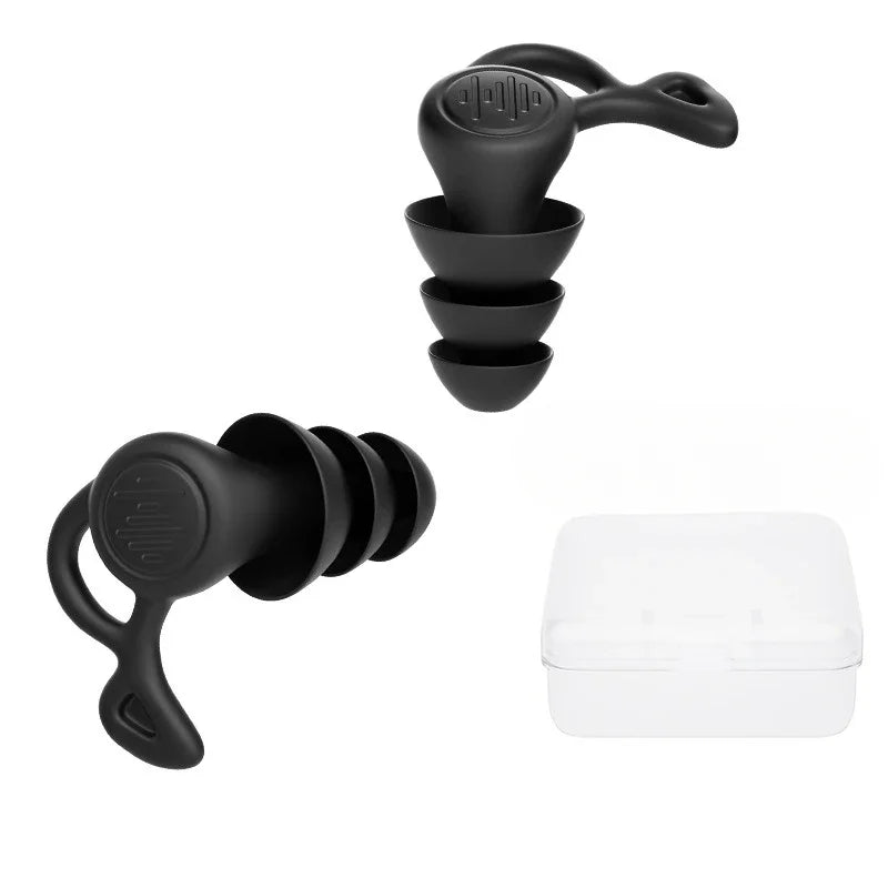 3-Layer Anti-Noise Silicone Earplugs – Reusable Waterproof Swimming & Sleeping Ear Protectors for Diving, Surfing & Comfort Fit