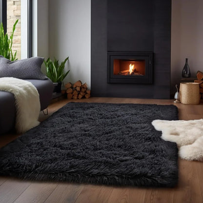 VIKAMA Minimalist Fluffy Area Rug – Non-Slip Living Room Carpet, Soft Kids Room & Bathroom Home Decor Mat