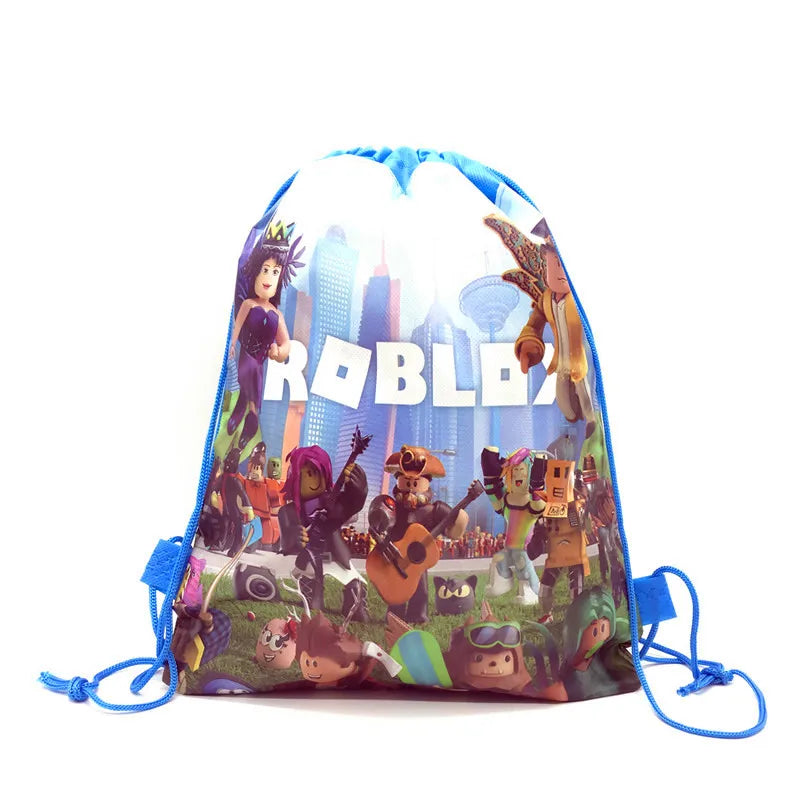 6/12/18/56PCS Roblox Drawstring Bags – Nonwoven Party Favor Bags for Kids Birthday, Baby Shower & Game Party Supplies