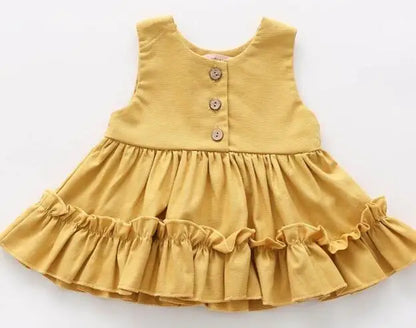 Baby Girls Cotton Linen Tutu Dress - 3 Layer Summer Ruffle Lace Strap Breathable Cake Dress Outfit