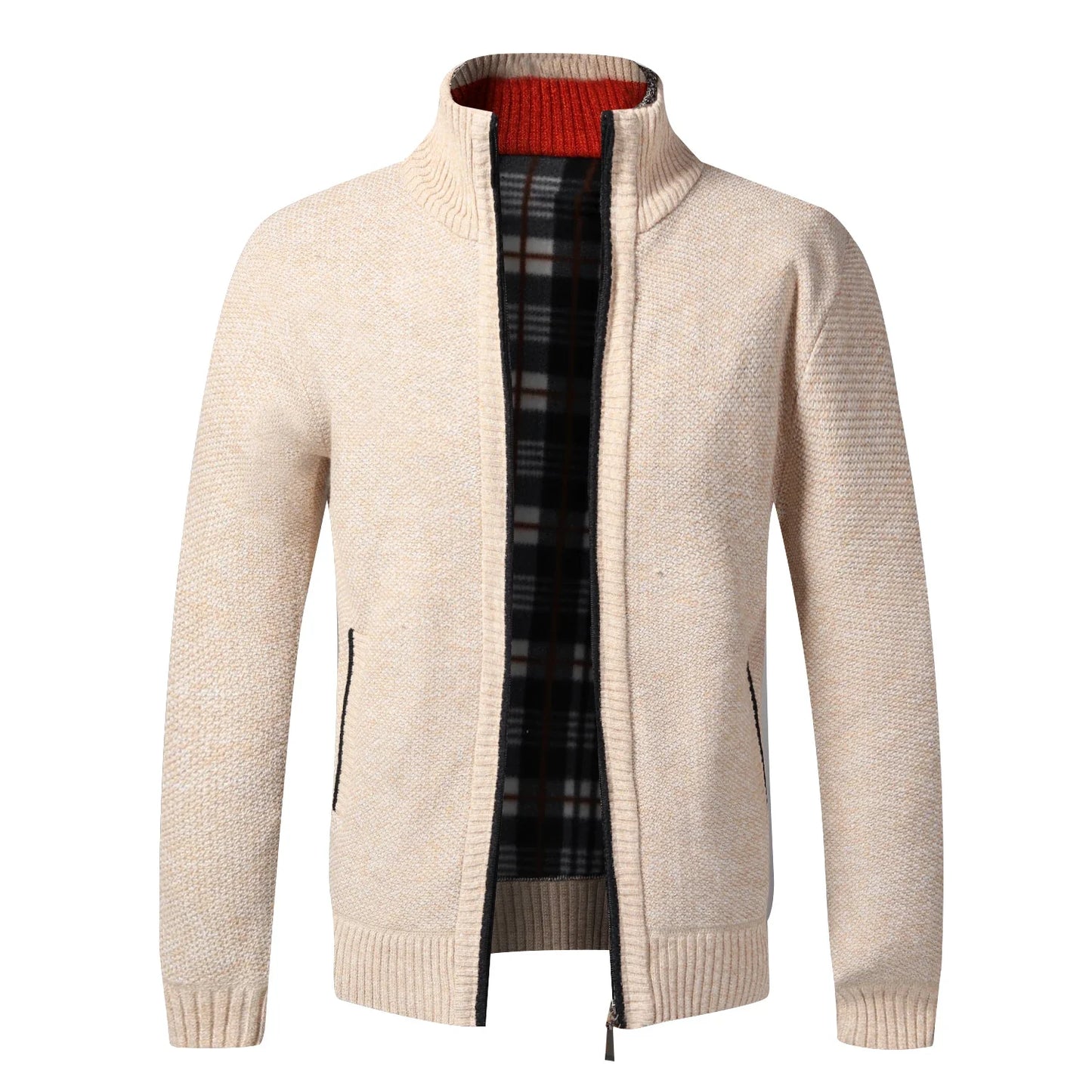 Men's Warm Fleece Cardigan Sweater - Full Zip Slim Fit Knitted Winter Jacket Coat