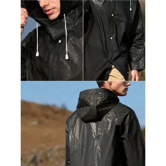 Waterproof EVA Hooded Raincoat for Adults – Thickened Outdoor Rainwear for Men & Women, Full Body Cover Poncho Jacket