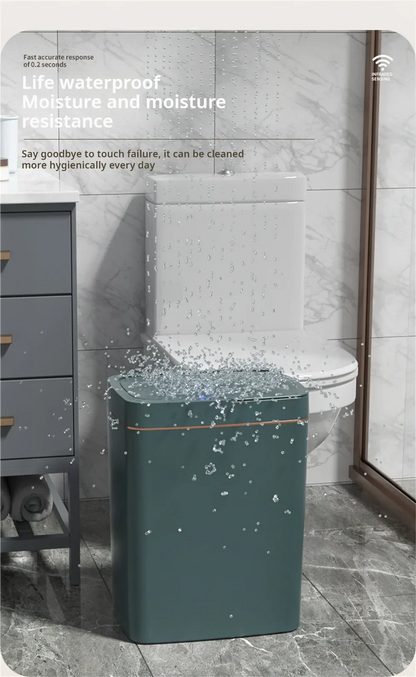 15L Smart Automatic Bathroom Trash Can — Touchless Electronic Sensor Bin with Self-Bagging, White Narrow Garbage Bin for Smart Home