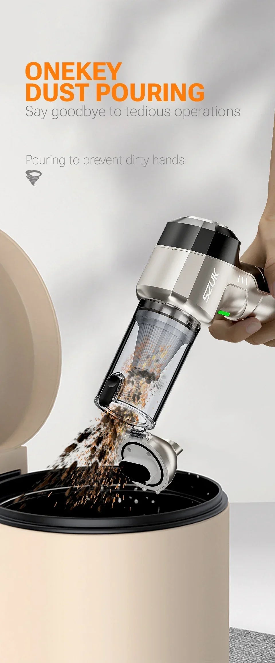 SZUK 9998700PA Car Vacuum Cleaner – Strong Suction Cordless Handheld Portable Cleaning Machine