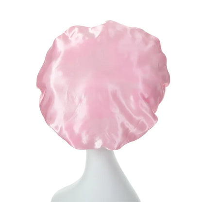 Women's Silky Satin Night Sleep Cap - Double Layer Adjustable Hair Bonnet, Shower Cap for Curly Hair Styling Accessories