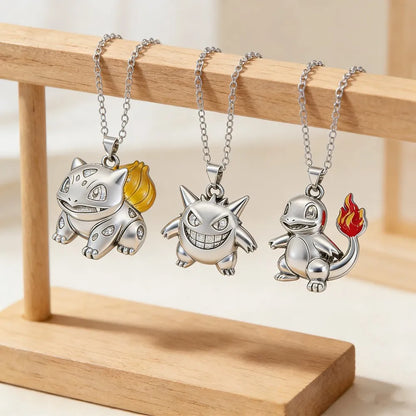 Anime Monster Alloy Pendant Necklace - Bulbasaur Charmander Gengar Character Jewelry Gift