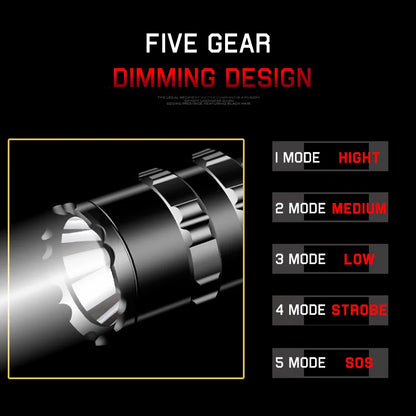 LED Tactical Hunting Flashlight - USB Rechargeable, Waterproof Torch Lamp, Professional Shooting & Night Scout Lights Set