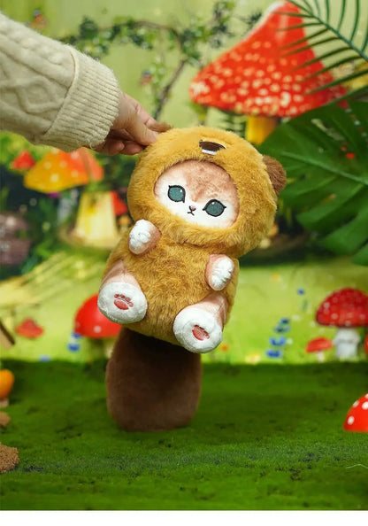 Kawaii Mofusand Shark Cat Keychain — Cartoon Cross-Dressing Doll Pendant for Backpack Decor