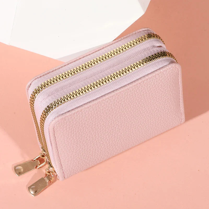 Women’s Zipper Short Purse – Lychee Pattern, Large Capacity Multi-Card & Coin Holder