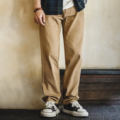 Maden Vintage Selvedge Jeans - Men's 11.7oz Raw Denim Straight Leg Khaki Trousers