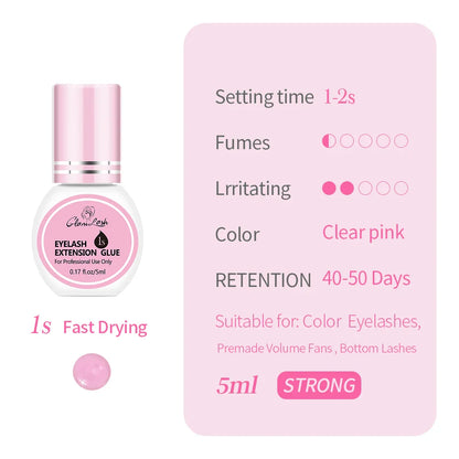 GLAMLASH Eyelash Extension Glue — 0.3-2 Sec Fast-Dry Black Adhesive for Individual False Lashes, Professional Kit