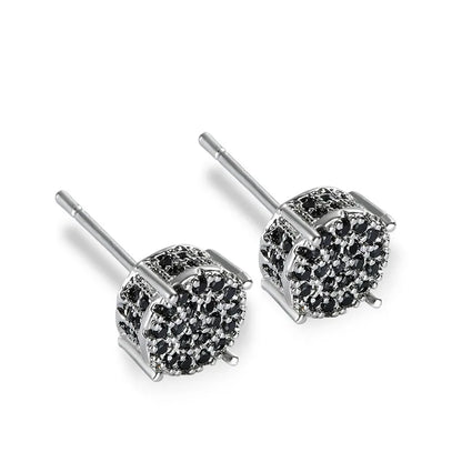 Austrian Crystal Round Earrings for Women – White Gold & Yellow Gold Color, White Zircon Hip Hop Wedding Stud Jewelry