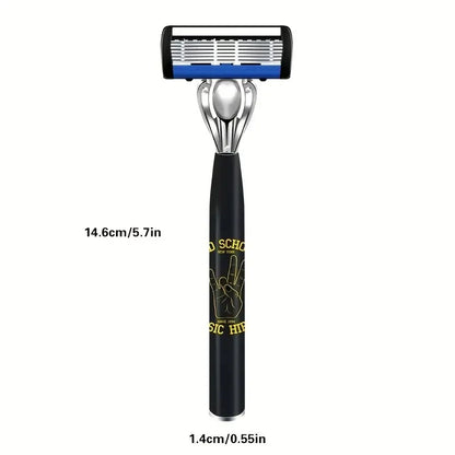 Classic 6-Layer Manual Razor Set – 1 Handle with 12/18 Stainless Steel Replacement Blades for Daily Face Shaving