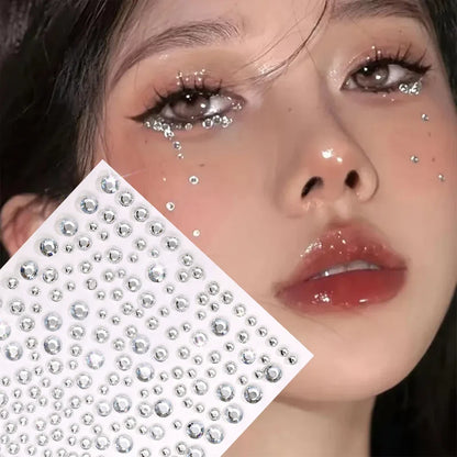 3D Holographic Teardrop Rhinestone Stickers - Self-Adhesive Crystal Diamond Face, Eye & Hair Decoration Tattoos