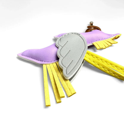 Winged Pony Keychain - Premium PU Leather Bag Charm with Detachable Strap