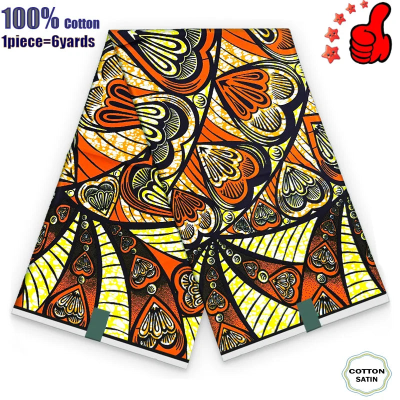 African Real Wax Print Fabric - 100% Cotton Ghana Nigeria Style Ankara Batik Sewing Material