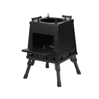 Portable Cast Iron Wood Burning Stove – Black Camping Woodstove with Carrying Case for Backpacking & Outdoor Use